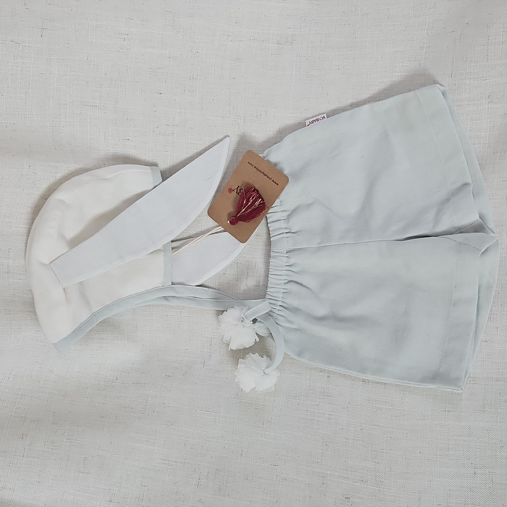 NWT Easter White and Mint Baby Shorts with Bunny Bonnet 0-3 Months